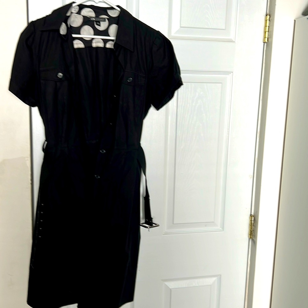 Women black short sleeve dress